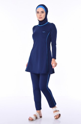 Dunkelblau Hijab Badeanzug 1850-01