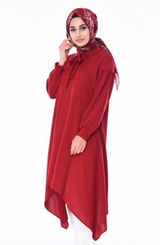 Kravat Yaka Asimetrik Tunik 0162-04 Bordo