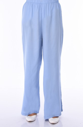 Yazlık Bol Paça Pantolon 25028-01 Mavi