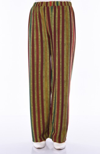 Çizgili Yazlık Pantolon 1918-01 Yağ Yeşili Kiremit