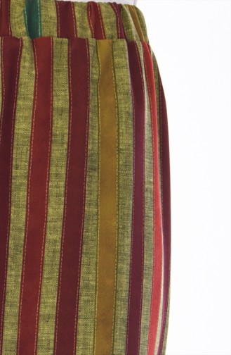 Çizgili Yazlık Pantolon 1918-01 Yağ Yeşili Kiremit