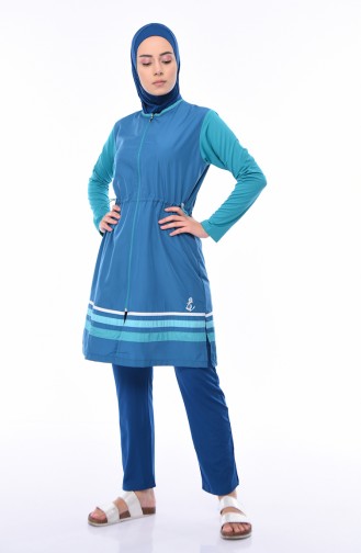 Oil Blue Swimsuit Hijab 1875-01