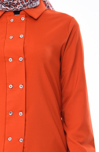 Düğmeli Etek Bluz İkili Takım 4216-05 Kiremit