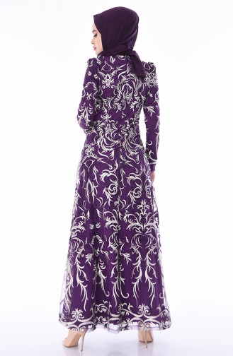 Purple Hijab Evening Dress 7238-04