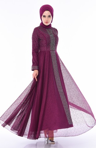 Purple Hijab Evening Dress 1018-02