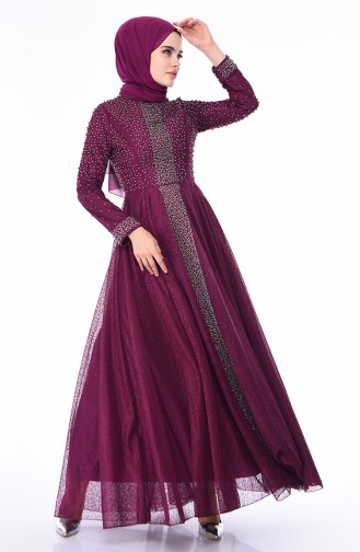 Purple Hijab Evening Dress 1018-02