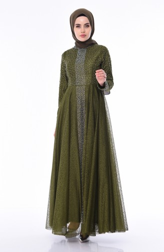 Khaki Hijab-Abendkleider 1018-03
