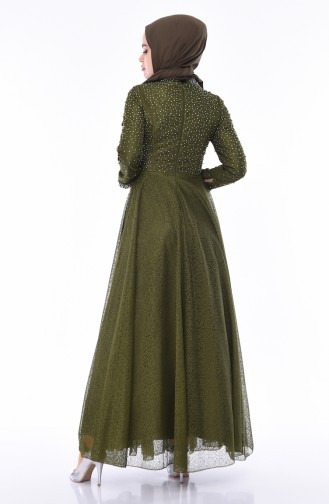 Khaki Hijab Evening Dress 1018-03