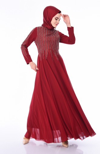 Claret Red Hijab Evening Dress 2012-02