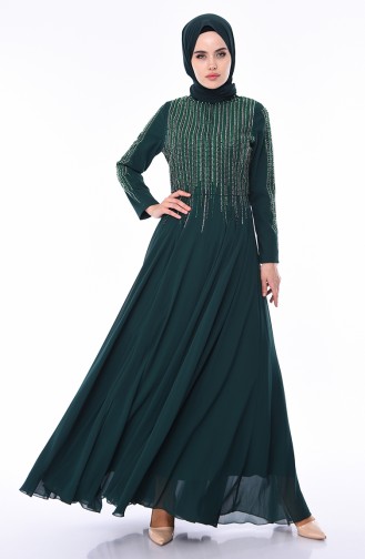 Stone Printed Evening Dress 2012-03 Emerald Green 2012-03