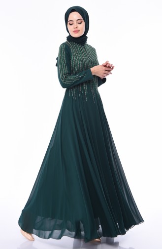 Stone Printed Evening Dress 2012-03 Emerald Green 2012-03