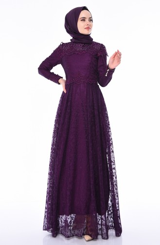 Purple Hijab Evening Dress 2031-01