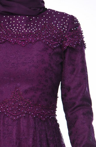 Purple Hijab Evening Dress 2031-01