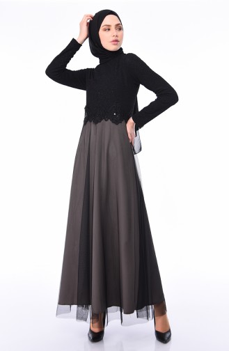 Schwarz Hijab-Abendkleider 3860-05