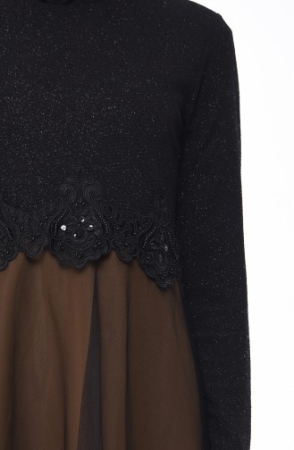 Schwarz Hijab-Abendkleider 3860-06