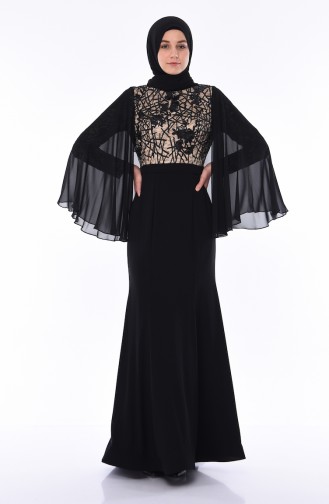 Black Hijab Evening Dress 4510-03