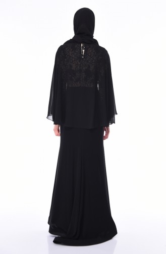 Black Hijab Evening Dress 4510-03