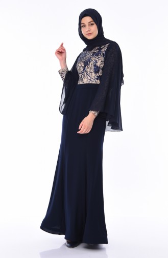 Robe de Soirée a Paillettes 4510-04 Bleu Marine 4510-04