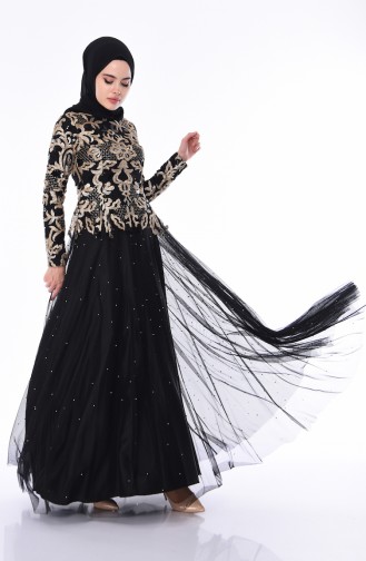 Black Hijab Evening Dress 4535-02
