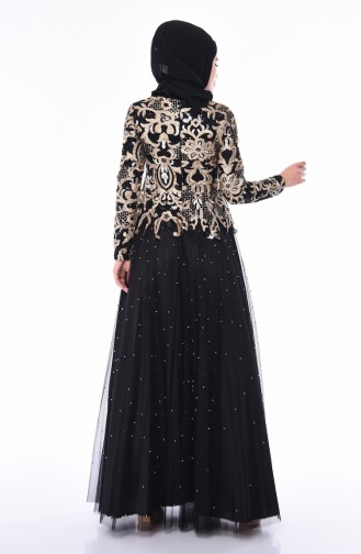 Black Hijab Evening Dress 4535-02