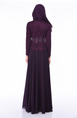 Purple Hijab Evening Dress 4551-03