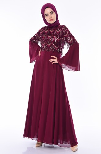 Robe de Soirée a Paillettes 4559-02 Plum 4559-02