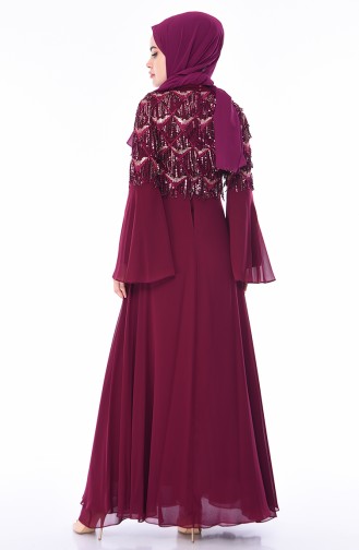 Plum Hijab Evening Dress 4559-02