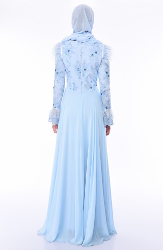 Baby Blue Hijab Evening Dress 4573-01