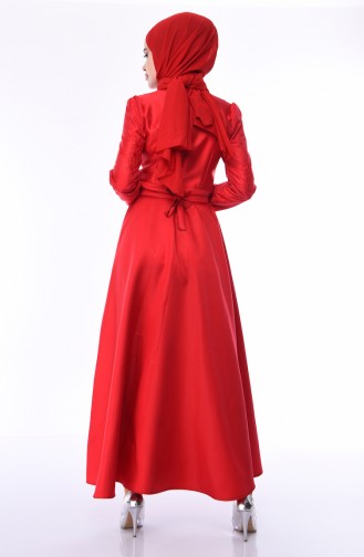 Dantelli Abiye Elbise 8722-01 Kırmızı