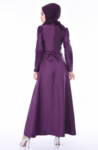 Purple Hijab Evening Dress 8722-03