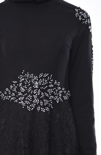 Schwarz Hijab-Abendkleider 8013-02