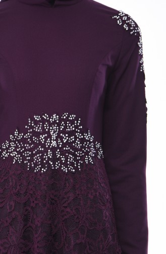 Purple Hijab Evening Dress 8013-04