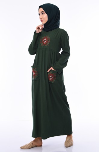 Emerald Green Hijab Dress 0440-02