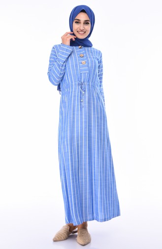 Blau Hijab Kleider 0316A-01