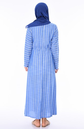 Blau Hijab Kleider 0316A-01