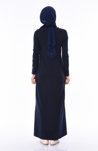 Navy Blue Hijab Dress 4049-02
