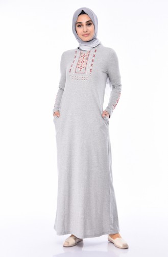 Gray Hijab Dress 4049-04