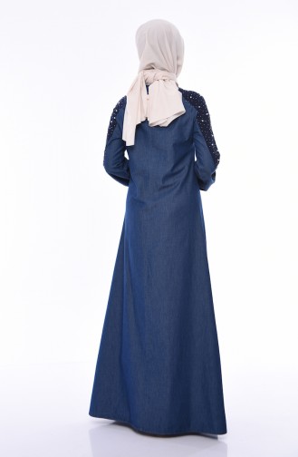 Navy Blue İslamitische Jurk 4058-02