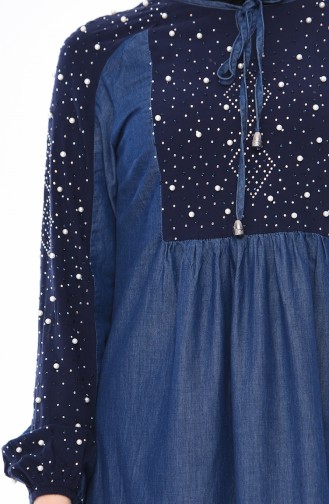 Navy Blue Hijab Dress 4058-02
