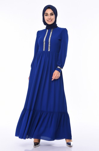 Saxe Hijab Dress 5007-02