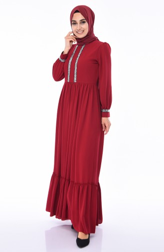 Weinrot Hijab Kleider 5007-05