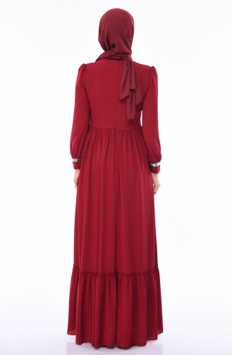 Claret Red Hijab Dress 5007-05