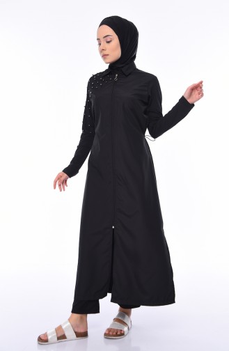 Schwarz Hijab Badeanzug 386-01