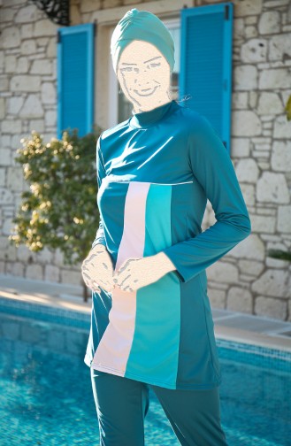 Oil Blue Swimsuit Hijab 1912-02
