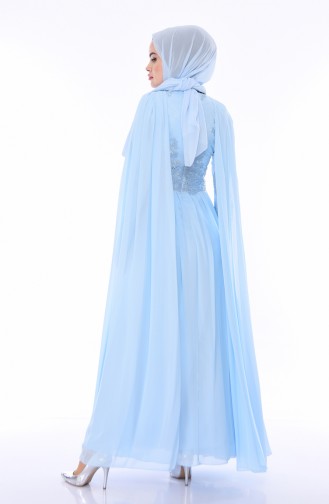 Robe de Soirée Perlées 4491-02 Bleu Bébé 4491-02