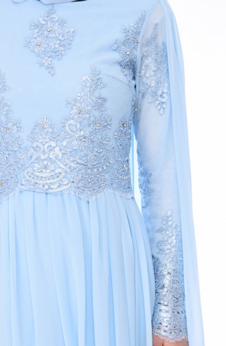 Robe de Soirée Perlées 4491-02 Bleu Bébé 4491-02