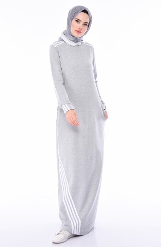 Gray Hijab Dress 9066-04