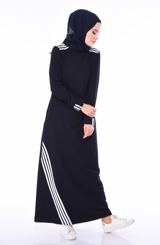 Dunkelblau Hijab Kleider 9066-01