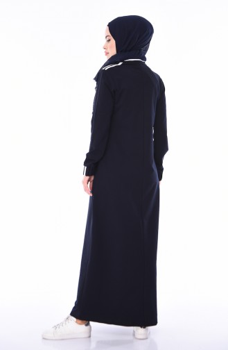 Navy Blue Hijab Dress 9066-01