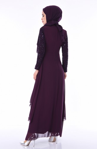 Robe de Soirée Détail Paillettes 52758-06 Pourpre 52758-06